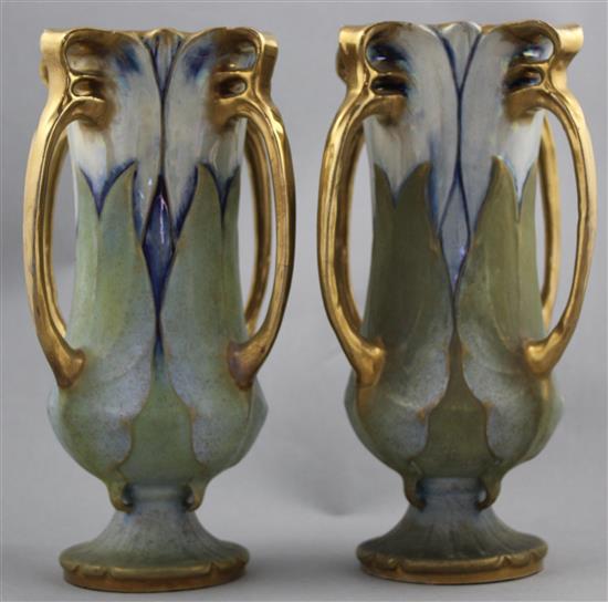 A pair of Art Nouveau period Amphora vases, possibly designed by Paul Dachsel(-)